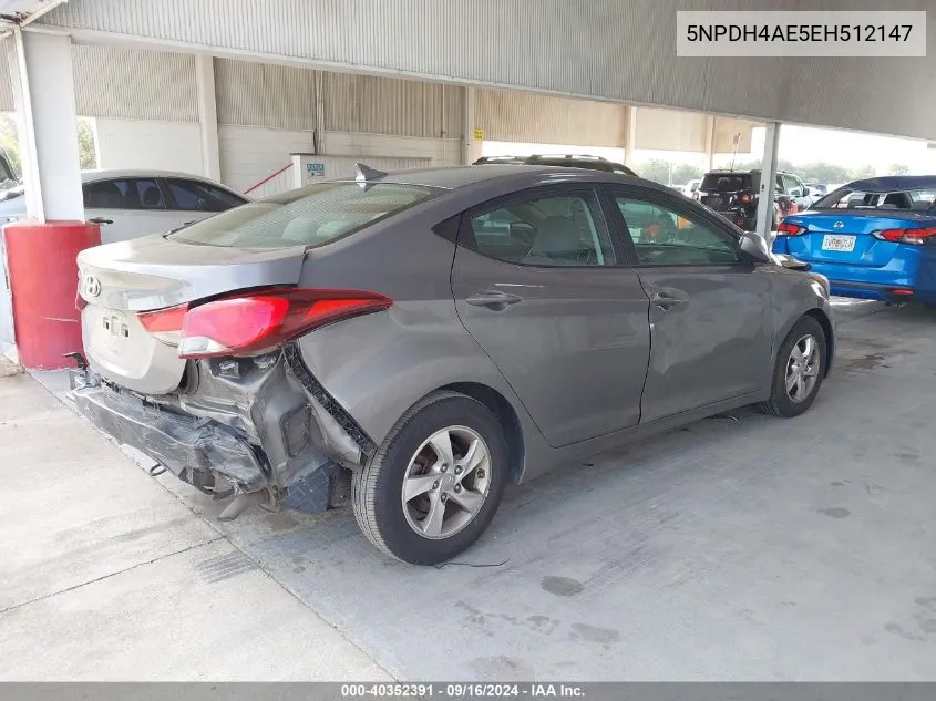 5NPDH4AE5EH512147 2014 Hyundai Elantra Se/Sport/Limited