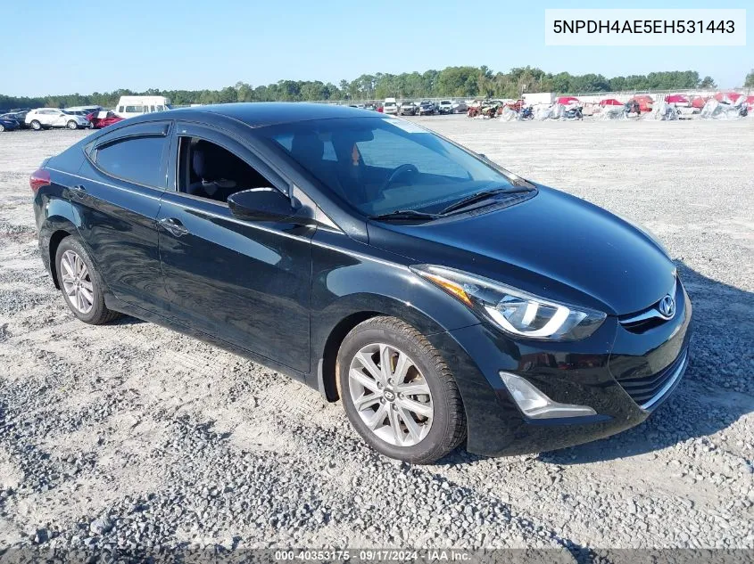 2014 Hyundai Elantra Se/Sport/Limited VIN: 5NPDH4AE5EH531443 Lot: 40353175