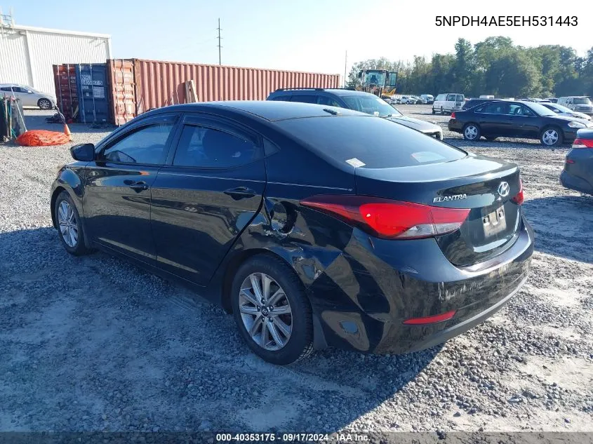 2014 Hyundai Elantra Se/Sport/Limited VIN: 5NPDH4AE5EH531443 Lot: 40353175