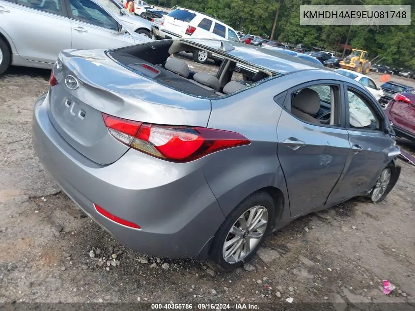 2014 Hyundai Elantra Se VIN: KMHDH4AE9EU081748 Lot: 40355786