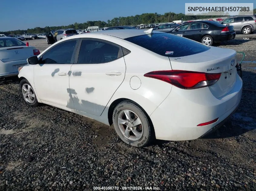 2014 Hyundai Elantra Se VIN: 5NPDH4AE3EH507383 Lot: 40358770