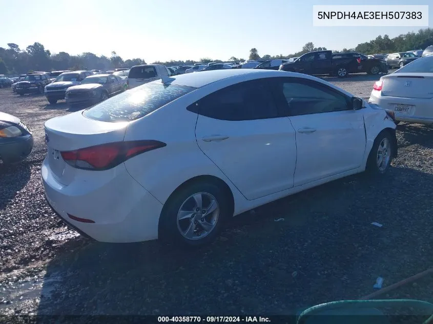 2014 Hyundai Elantra Se VIN: 5NPDH4AE3EH507383 Lot: 40358770