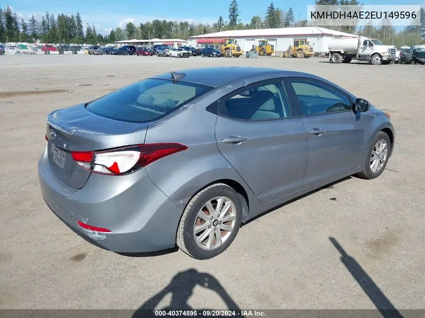 2014 Hyundai Elantra Se VIN: KMHDH4AE2EU149596 Lot: 40374595