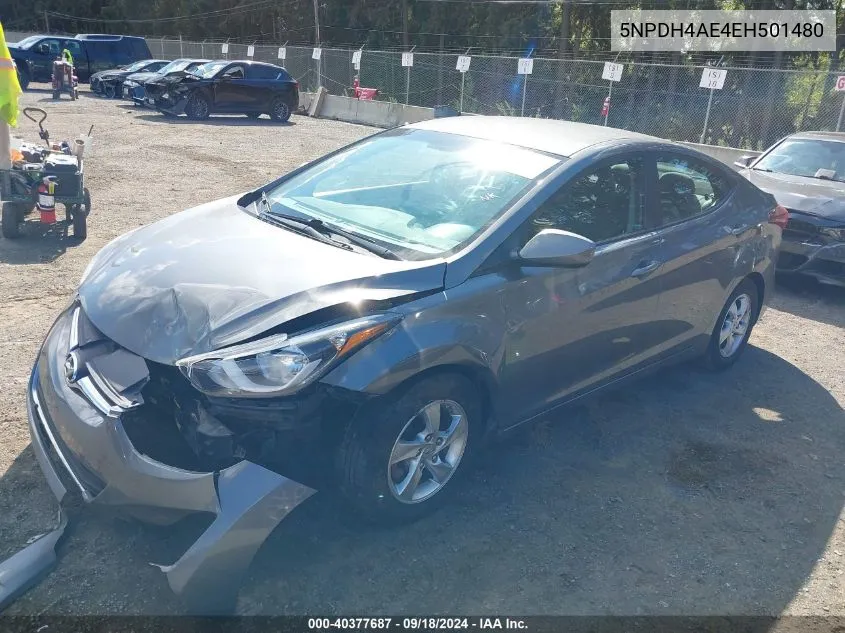 2014 Hyundai Elantra Se VIN: 5NPDH4AE4EH501480 Lot: 40377687