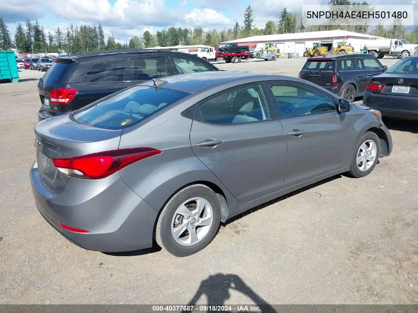 2014 Hyundai Elantra Se VIN: 5NPDH4AE4EH501480 Lot: 40377687