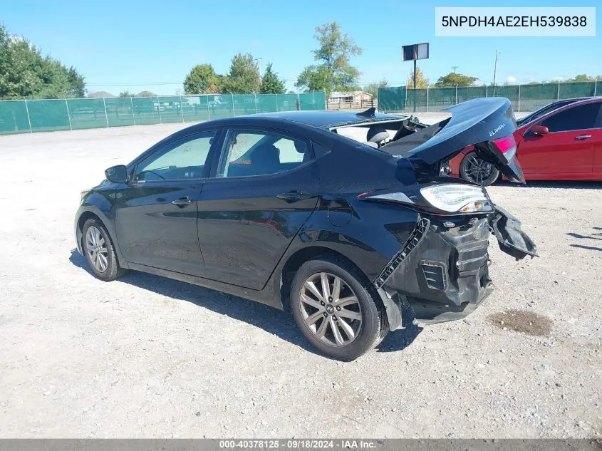 2014 Hyundai Elantra Se VIN: 5NPDH4AE2EH539838 Lot: 40378125