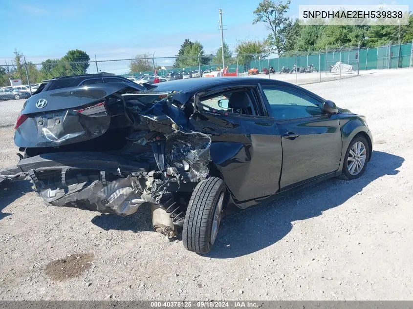 2014 Hyundai Elantra Se VIN: 5NPDH4AE2EH539838 Lot: 40378125