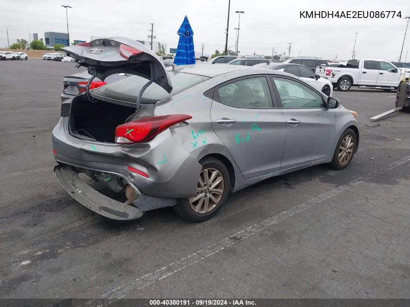 2014 Hyundai Elantra Se VIN: KMHDH4AE2EU086774 Lot: 40380191