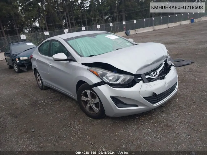 2014 Hyundai Elantra Se/Sport/Limited VIN: KMHDH4AE0EU218608 Lot: 40381695