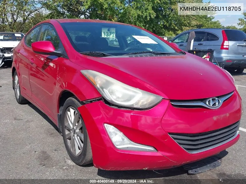 KMHDH4AE2EU118705 2014 Hyundai Elantra Se