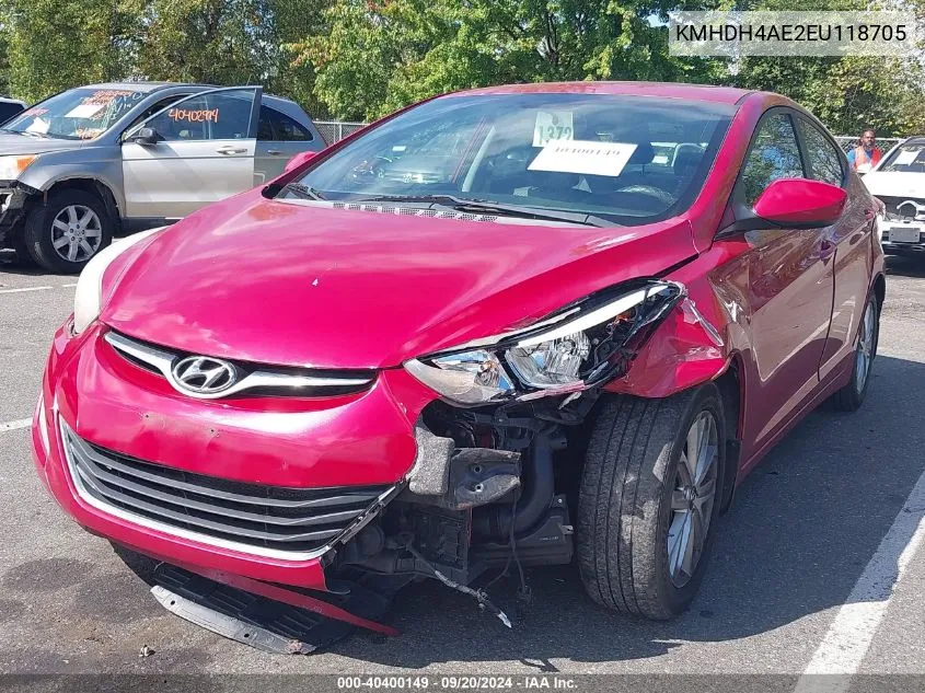 KMHDH4AE2EU118705 2014 Hyundai Elantra Se