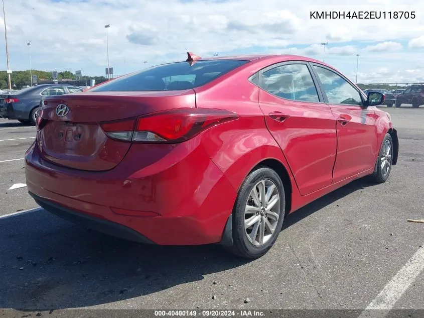 KMHDH4AE2EU118705 2014 Hyundai Elantra Se