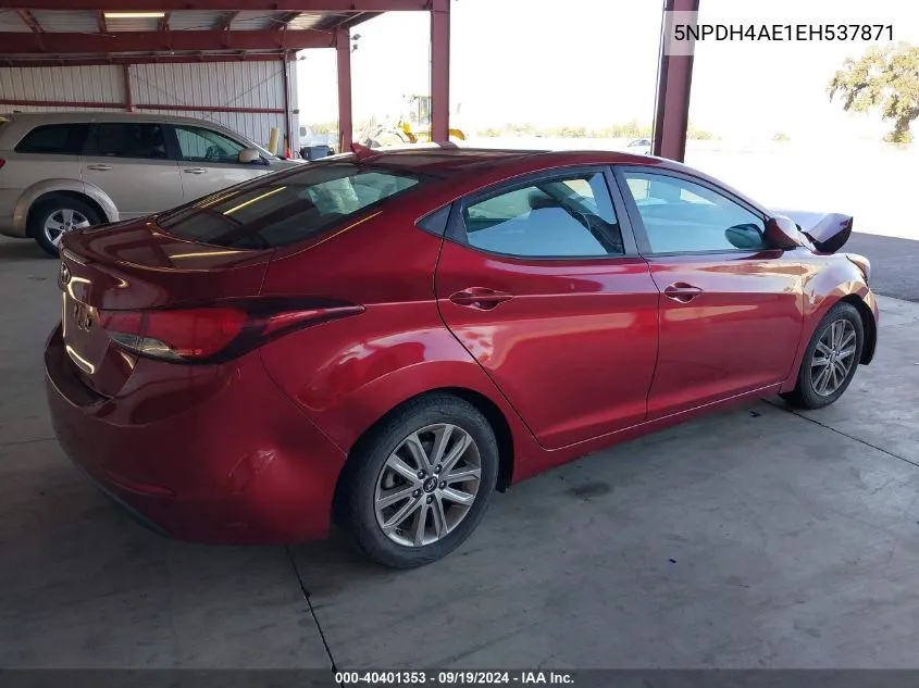 2014 Hyundai Elantra Se VIN: 5NPDH4AE1EH537871 Lot: 40401353