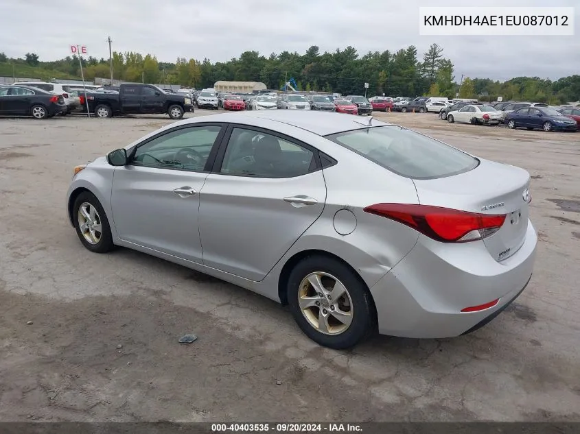 2014 Hyundai Elantra Se VIN: KMHDH4AE1EU087012 Lot: 40403535