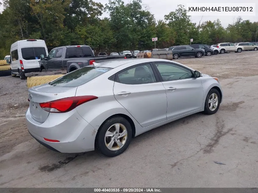 KMHDH4AE1EU087012 2014 Hyundai Elantra Se