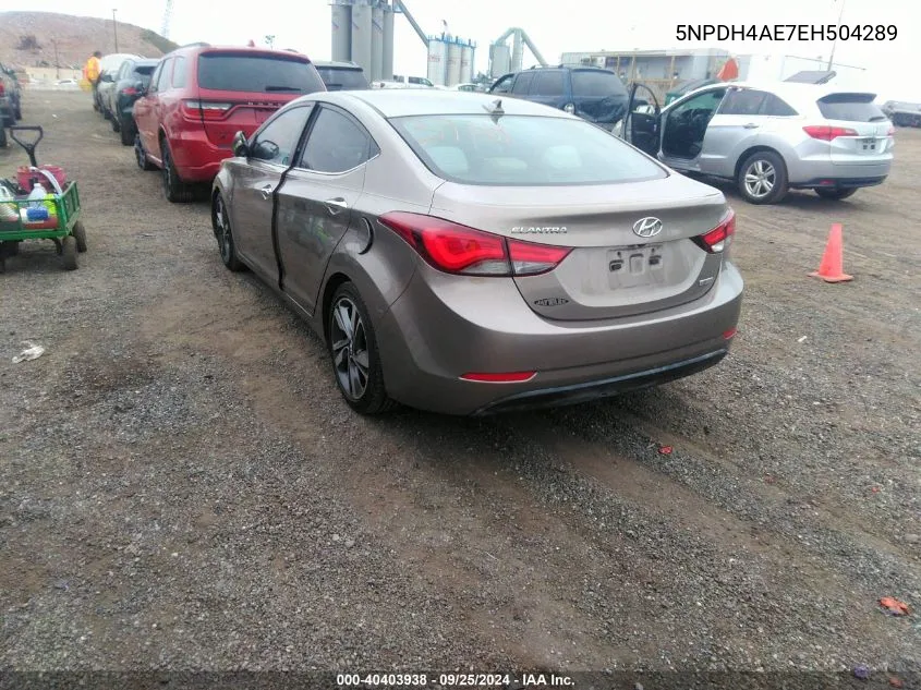 5NPDH4AE7EH504289 2014 Hyundai Elantra Limited