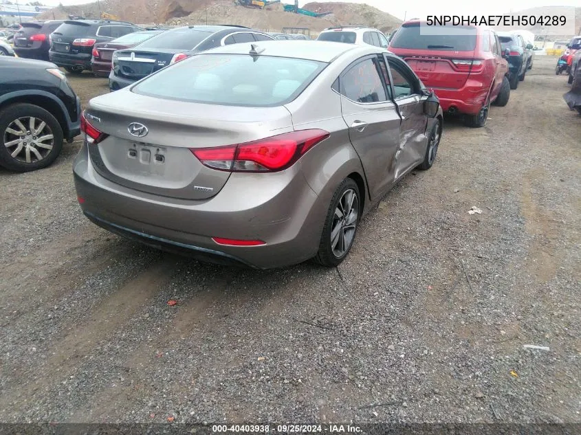 5NPDH4AE7EH504289 2014 Hyundai Elantra Limited