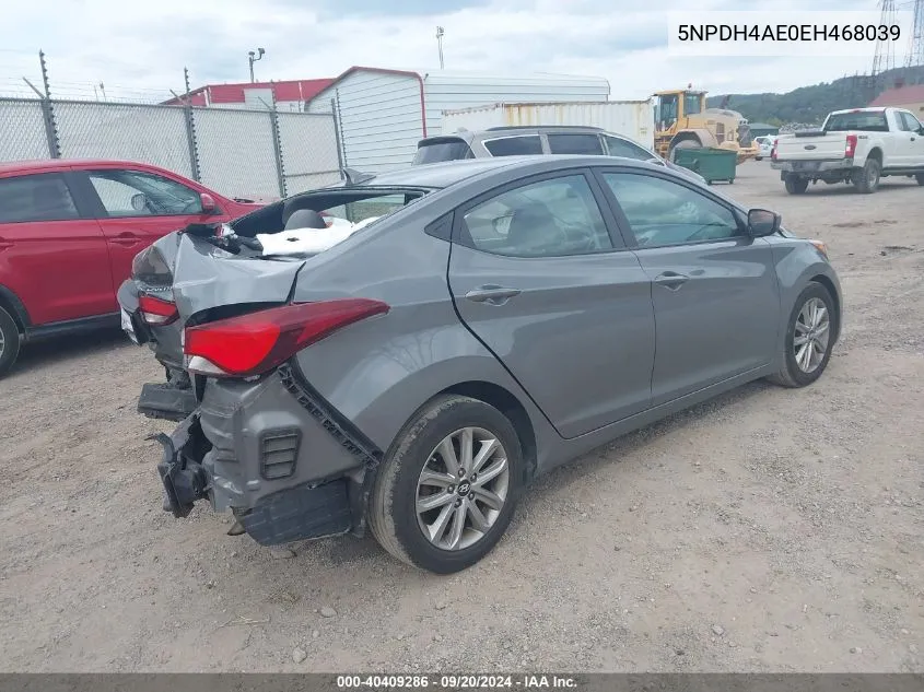 2014 Hyundai Elantra Se VIN: 5NPDH4AE0EH468039 Lot: 40409286