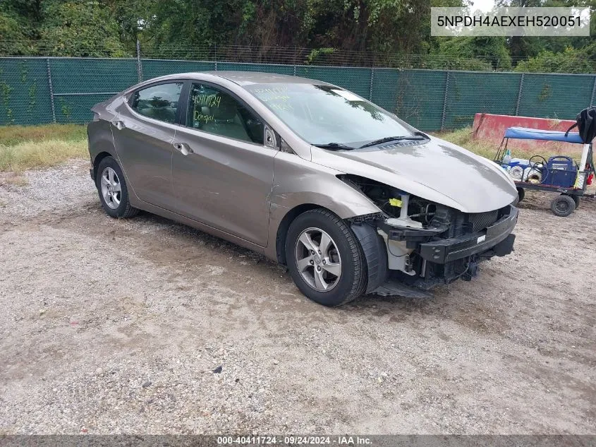 5NPDH4AEXEH520051 2014 Hyundai Elantra Se