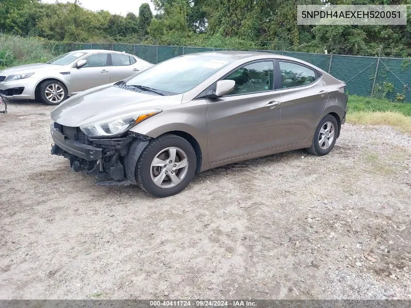 5NPDH4AEXEH520051 2014 Hyundai Elantra Se