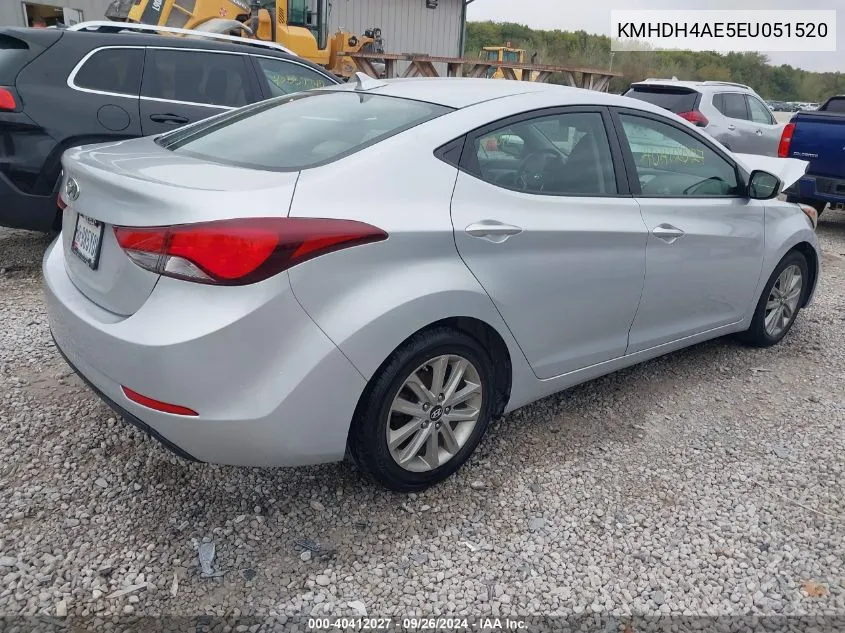 2014 Hyundai Elantra Se/Sport/Limited VIN: KMHDH4AE5EU051520 Lot: 40412027