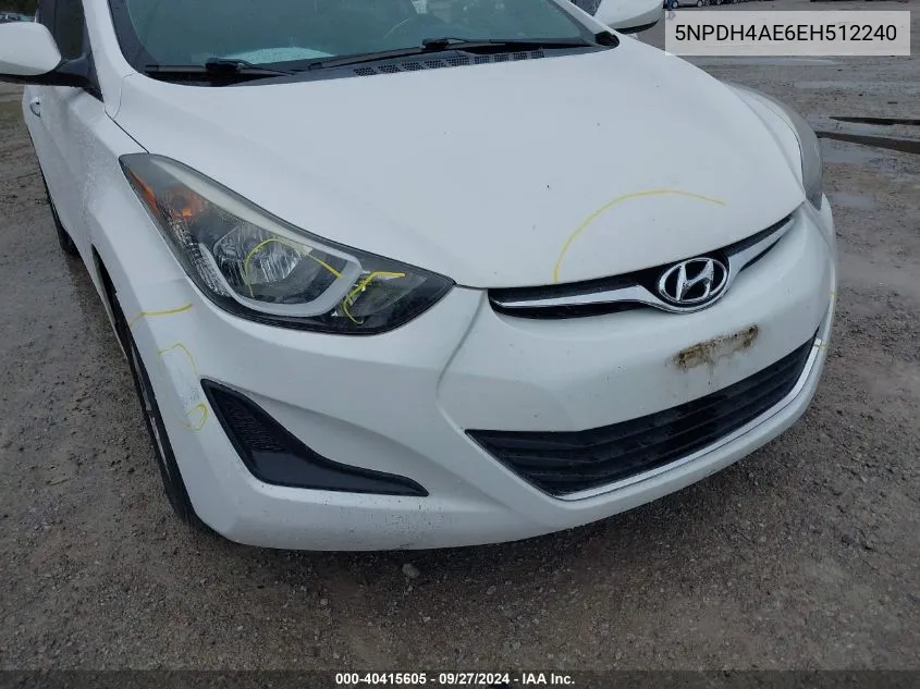 5NPDH4AE6EH512240 2014 Hyundai Elantra Se