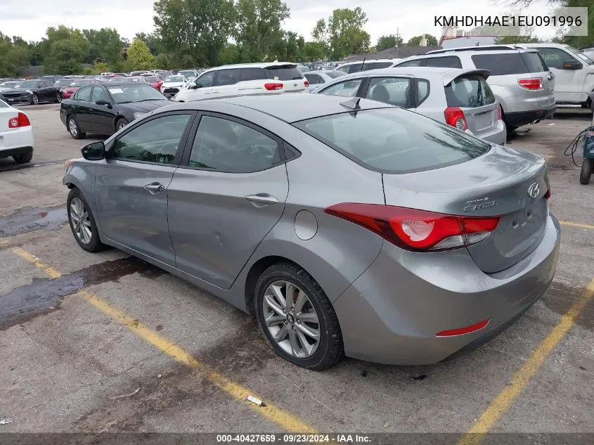 2014 Hyundai Elantra Se VIN: KMHDH4AE1EU091996 Lot: 40427659