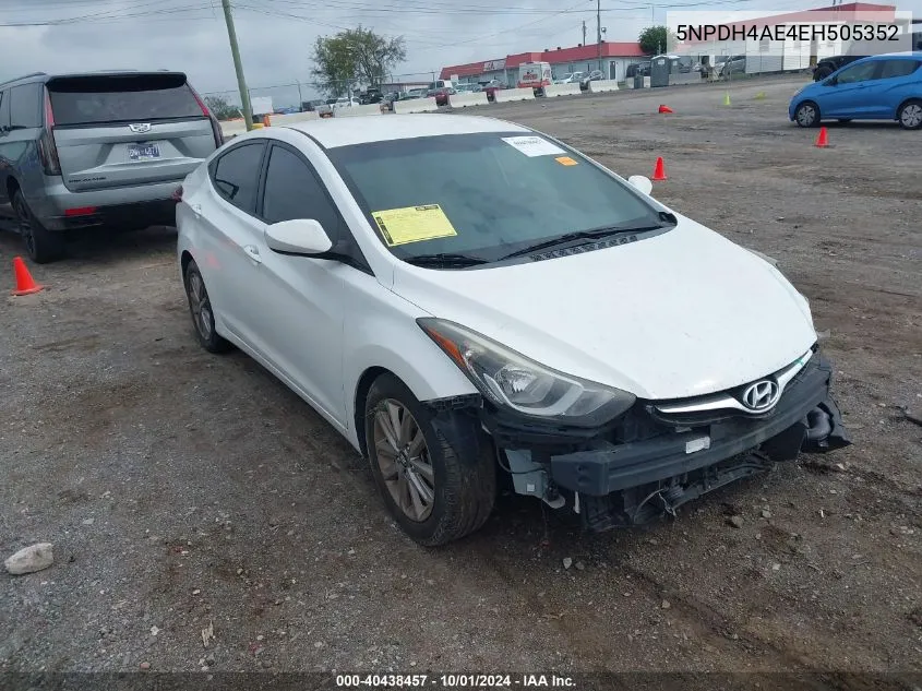 2014 Hyundai Elantra Se VIN: 5NPDH4AE4EH505352 Lot: 40438457