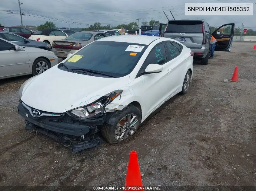 2014 Hyundai Elantra Se VIN: 5NPDH4AE4EH505352 Lot: 40438457