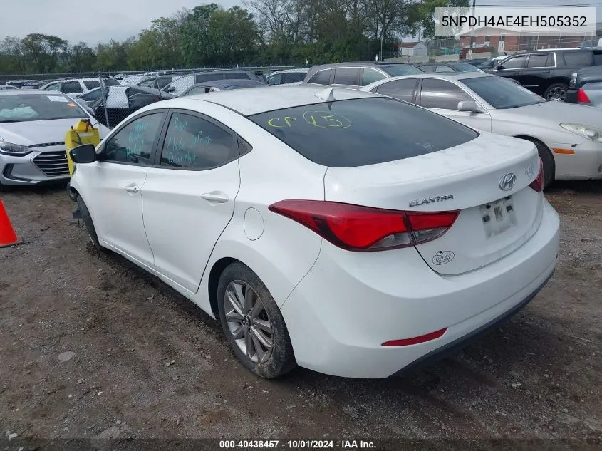 5NPDH4AE4EH505352 2014 Hyundai Elantra Se