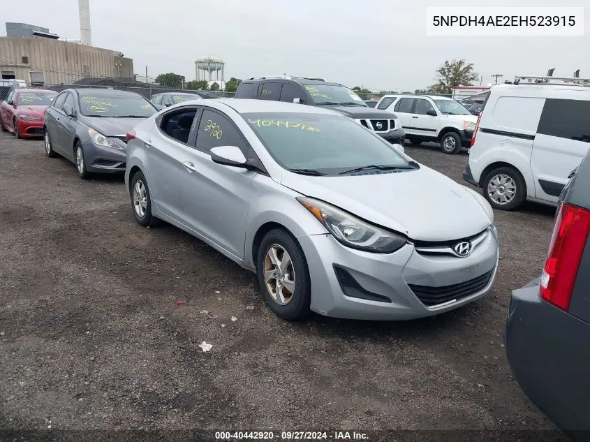 2014 Hyundai Elantra Se/Sport/Limited VIN: 5NPDH4AE2EH523915 Lot: 40442920