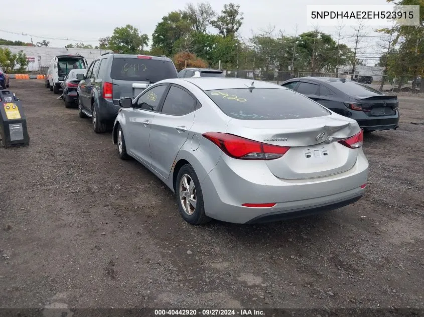 5NPDH4AE2EH523915 2014 Hyundai Elantra Se/Sport/Limited