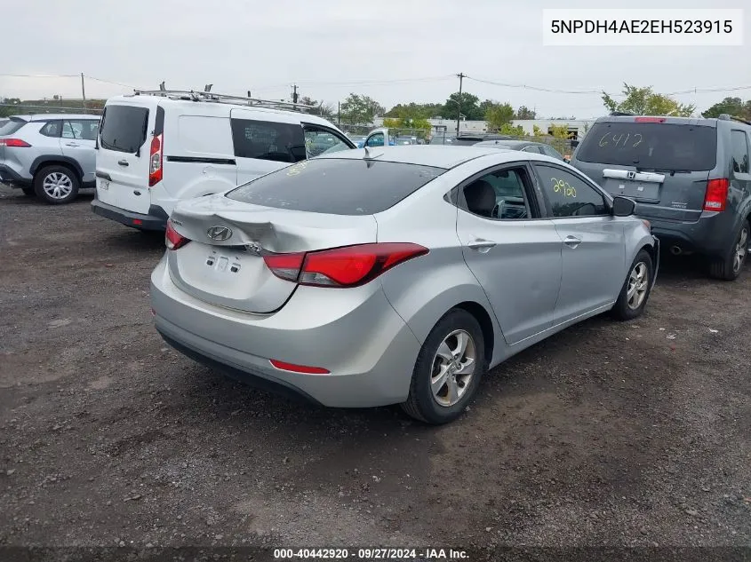 5NPDH4AE2EH523915 2014 Hyundai Elantra Se/Sport/Limited