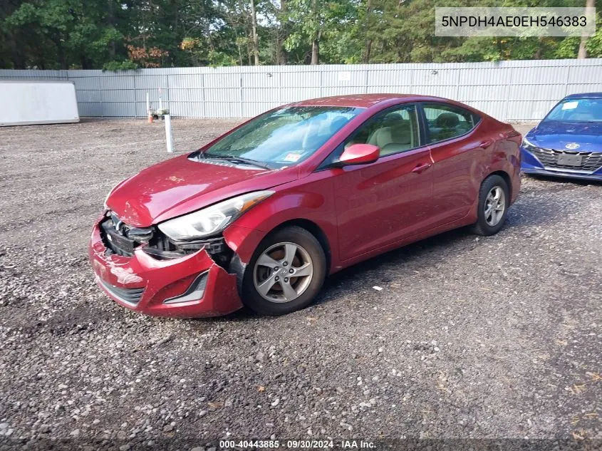 2014 Hyundai Elantra Se VIN: 5NPDH4AE0EH546383 Lot: 40443885