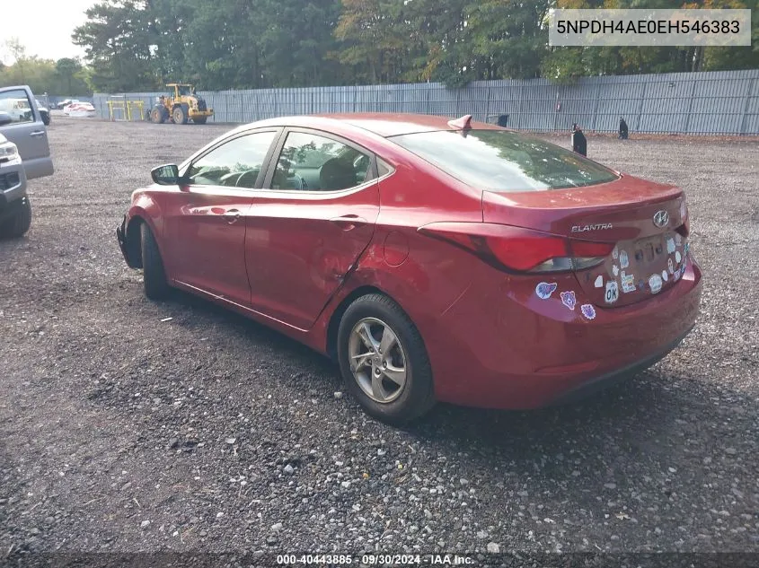 2014 Hyundai Elantra Se VIN: 5NPDH4AE0EH546383 Lot: 40443885