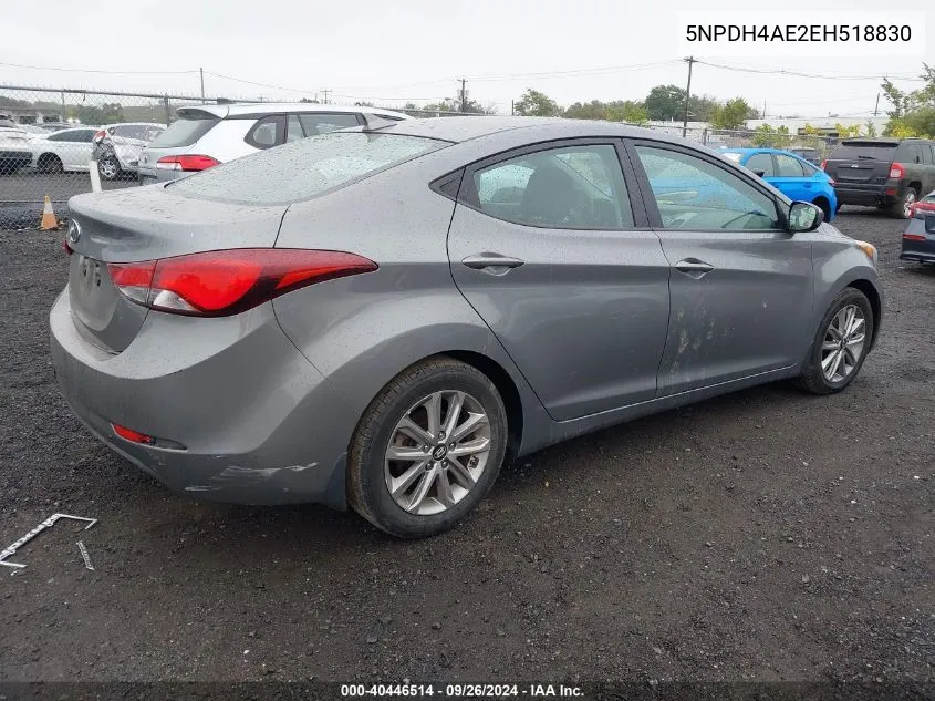 2014 Hyundai Elantra Se/Sport/Limited VIN: 5NPDH4AE2EH518830 Lot: 40446514