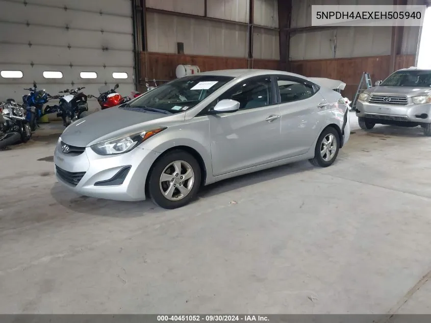 2014 Hyundai Elantra Se/Sport/Limited VIN: 5NPDH4AEXEH505940 Lot: 40451052