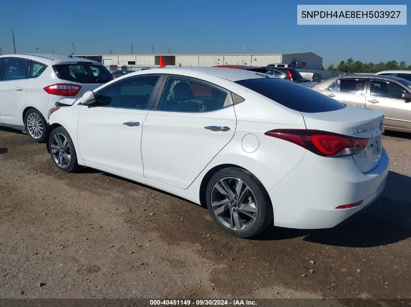 5NPDH4AE8EH503927 2014 Hyundai Elantra Limited