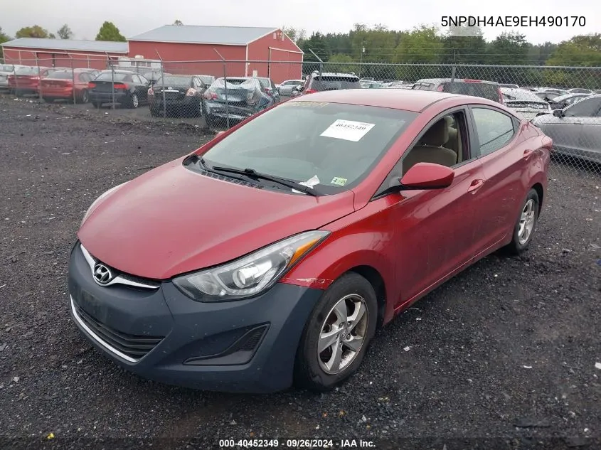 2014 Hyundai Elantra Se VIN: 5NPDH4AE9EH490170 Lot: 40452349