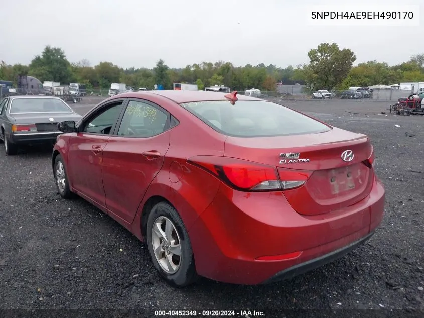 2014 Hyundai Elantra Se VIN: 5NPDH4AE9EH490170 Lot: 40452349