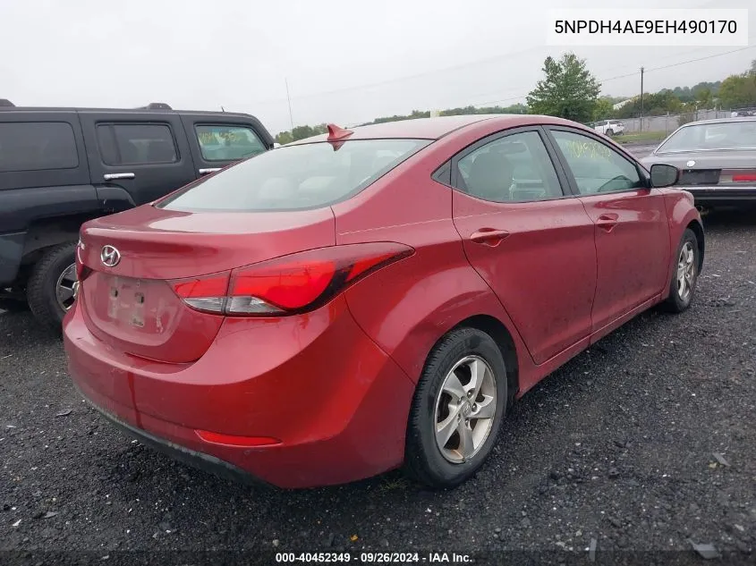 2014 Hyundai Elantra Se VIN: 5NPDH4AE9EH490170 Lot: 40452349