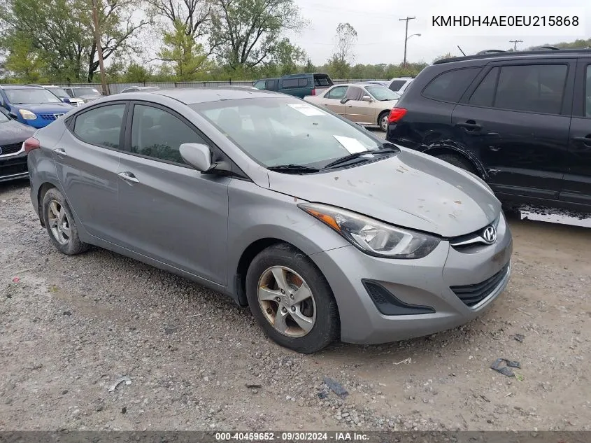 2014 Hyundai Elantra Se/Sport/Limited VIN: KMHDH4AE0EU215868 Lot: 40459652