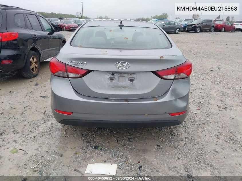 2014 Hyundai Elantra Se/Sport/Limited VIN: KMHDH4AE0EU215868 Lot: 40459652