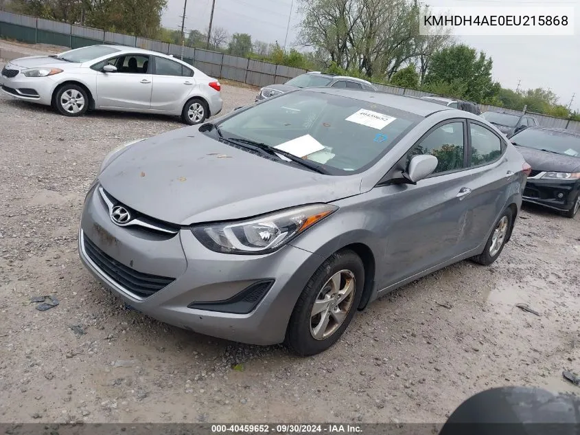 2014 Hyundai Elantra Se/Sport/Limited VIN: KMHDH4AE0EU215868 Lot: 40459652