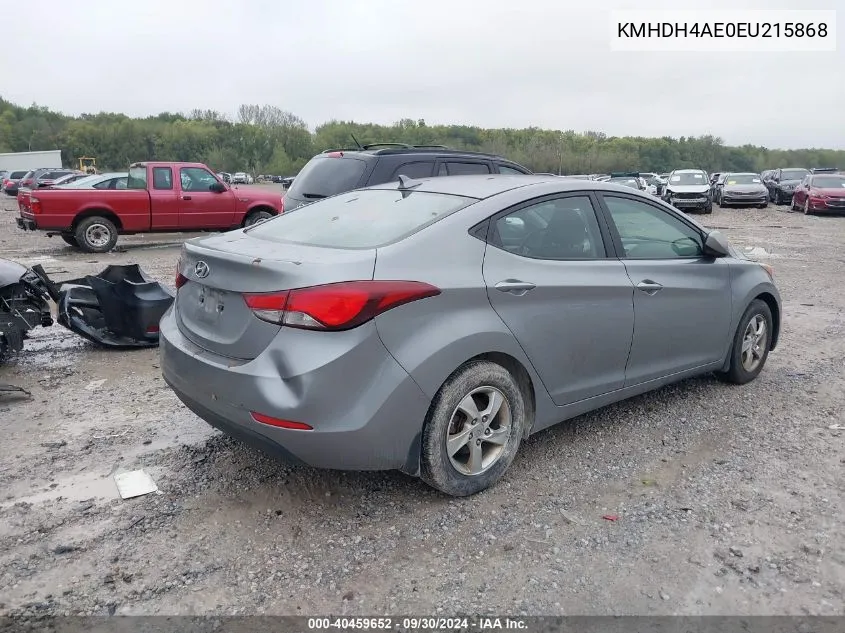 2014 Hyundai Elantra Se/Sport/Limited VIN: KMHDH4AE0EU215868 Lot: 40459652