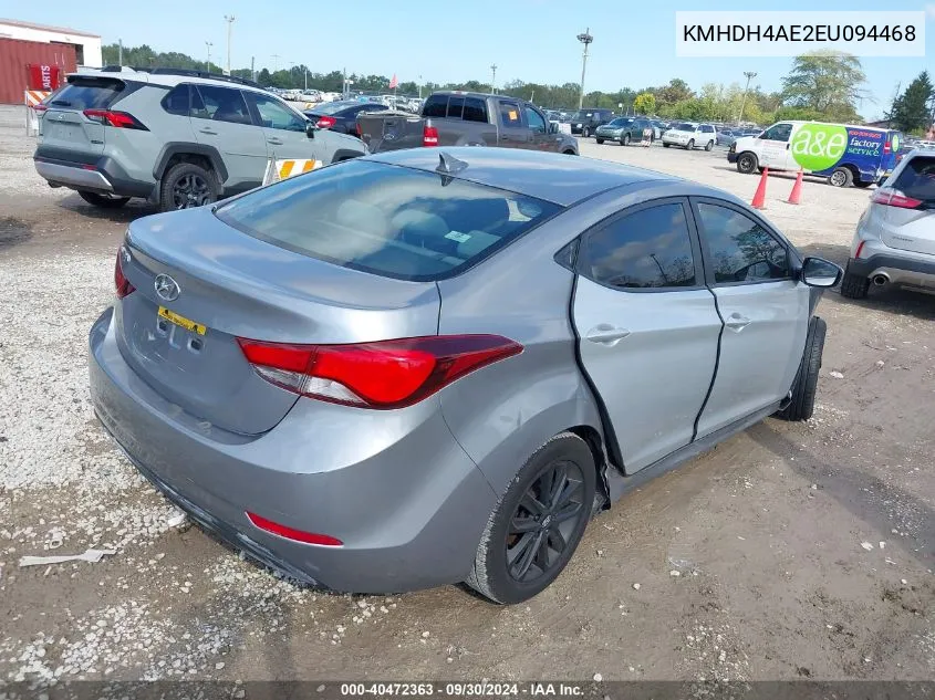 2014 Hyundai Elantra Se VIN: KMHDH4AE2EU094468 Lot: 40472363