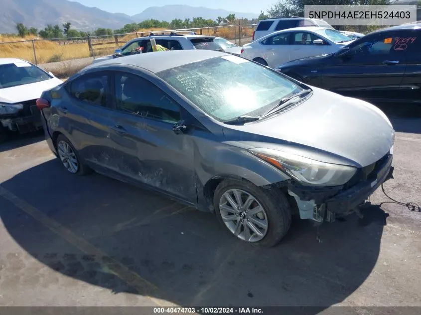 2014 Hyundai Elantra Se VIN: 5NPDH4AE2EH524403 Lot: 40474703