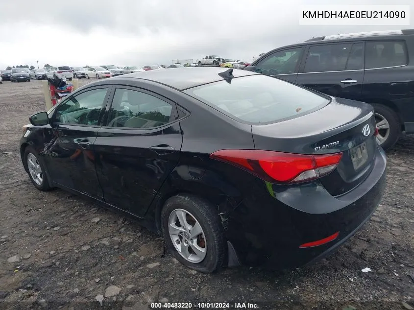 KMHDH4AE0EU214090 2014 Hyundai Elantra Se/Sport/Limited