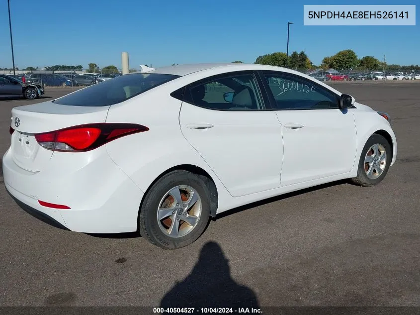 2014 Hyundai Elantra Se VIN: 5NPDH4AE8EH526141 Lot: 40504527