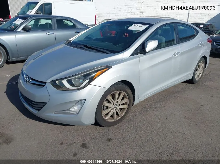 2014 Hyundai Elantra Se VIN: KMHDH4AE4EU170093 Lot: 40514866